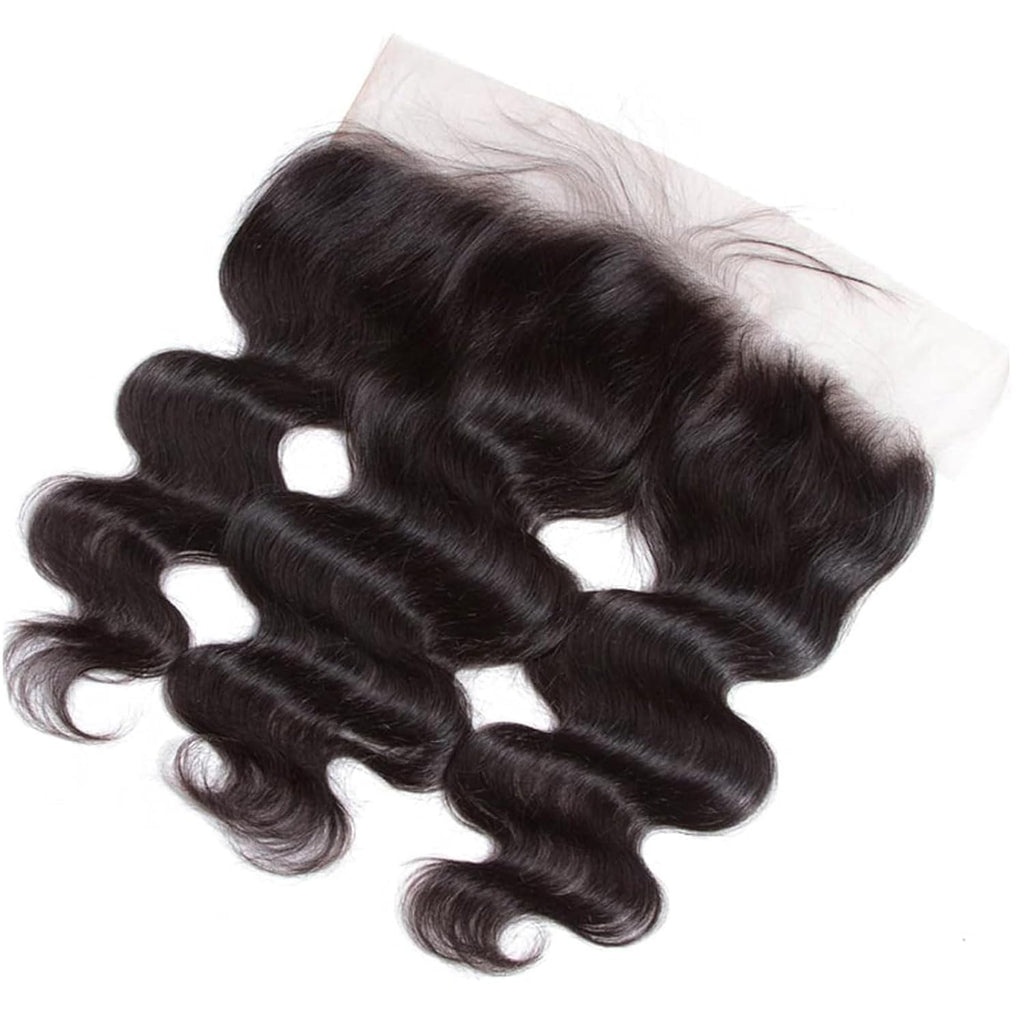 13X4 Lace Frontal Closure Body Wave Ear to Ear HD Lace Frontal 14 Inch Brazilian Human Hair Closure Free Part 150% Density Body Wave Hair Extensions Pre Plucked Natural Black