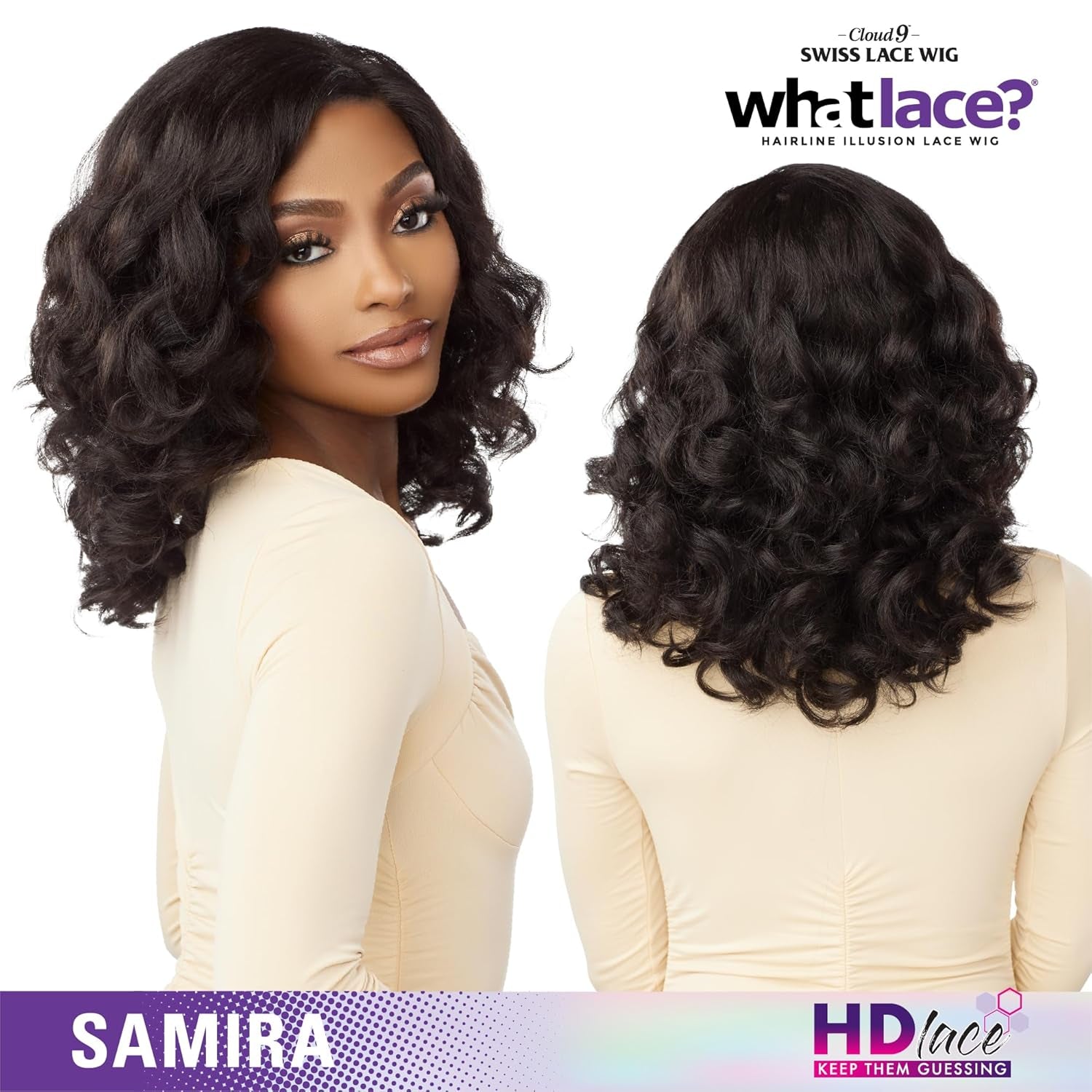 What Lace 13X6 Wigs - Samira Lacefrontal Hand Tied Glueless Synthetic with Natural Density Preplucked Hairline (BALAYAGEGOLD)