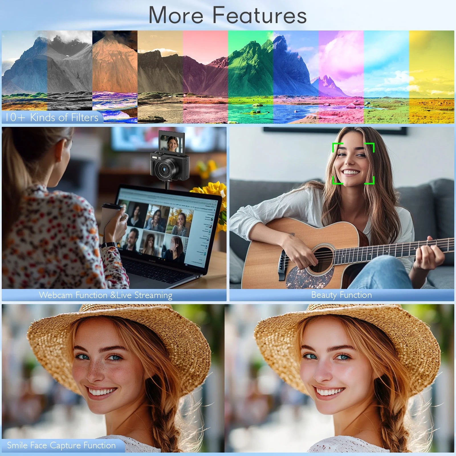 5K Digital Camera for Photography with Wifi, 75MP Vlogging Camera for Youtube with 3" 180° Flip Screen, 18X Digital Zoom Photography Camera with 32GB Micro SD Card & 2 Batteries(Black)