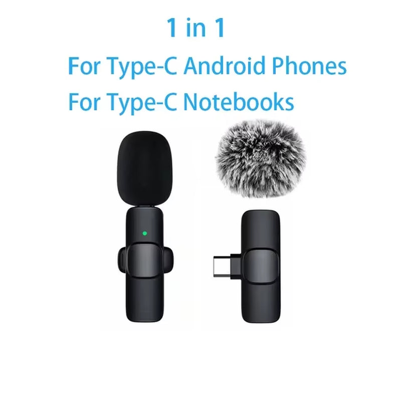 Mini Wireless Lavalier Microphone Windproof Wool Replaceable Lavalier Microphone for Iphone Youtube Vlog Audio Recording