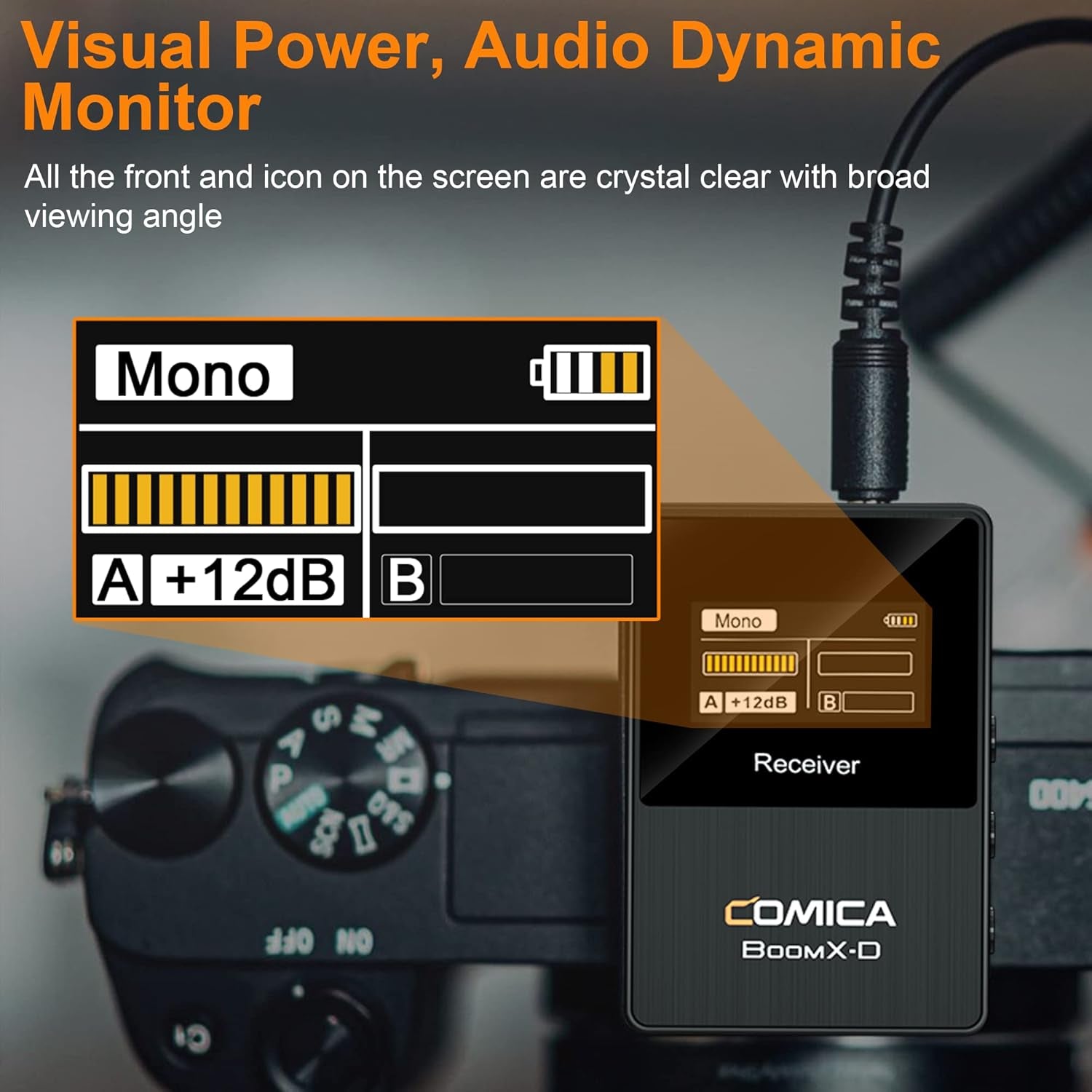 Boomx-D1 - Wireless Microphone System for Cameras, Camcorders, Smartphones, Laptops, Compact Wireless Lavalier Lapel Microphone with Noise Reduction, Low Latency, Monitoring, Muting