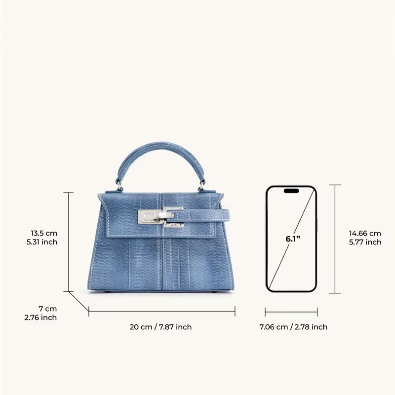 Women'S Handbag Elise Designer Fashion 2025 New Denim Blue Tote Bag Small Square Crossbody Bag Premium Women Bag