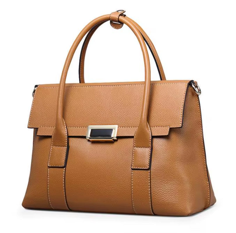 2025 New Genuine Leather Briefcase Women Handbags Large Capacity Ladies Fashion Cowhide Shoulder Messenger Bags Portable