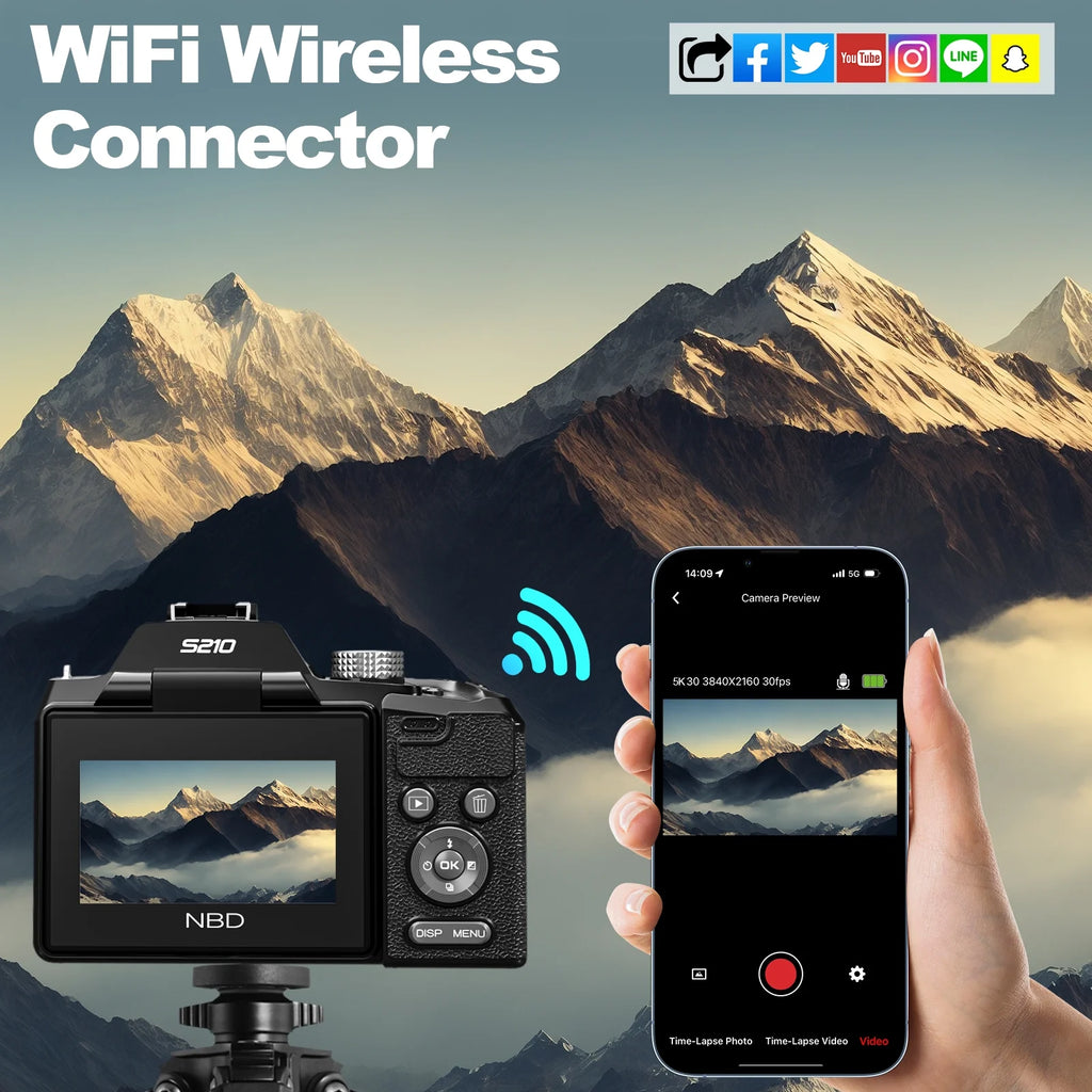 Digital Camera 5K 64MP 16X Optical Zoom Camera for Photography with 32GB TF Card