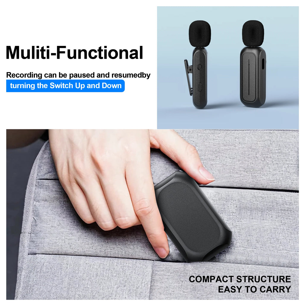 Microphone for Iphone Ipad Android Professional Wireless Lavalier Lapel Mini Microphone, Charging Case with Adapter Included Noise Reduction Plug,Podcast Microphone for Interview Video Vlog